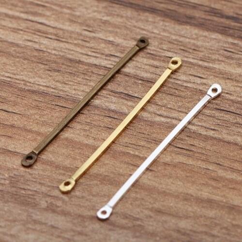 100PCS 1*40mm Metal Copper Stick Connectors Long Pendant Connectors Charm DIY Earrings Accessories