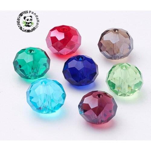 140pcs 10x7mm Crystal Faceted Abacus Glass Bead Loose Spacer Bead Suncatcher for Jewelry Making DI Bracelet Necklace Mixed Color