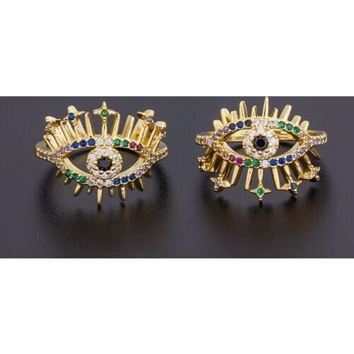 2020 New Design Evil Eye Copper Cubic Zirconia Ring For Women Girls Hamsa Adjustable Jewelry Rings Best Party Christmas Gift