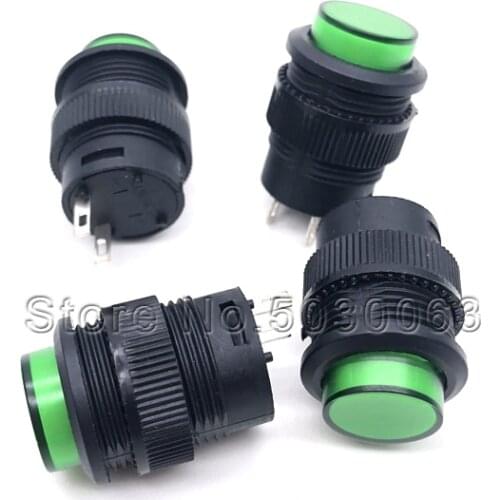 5pcs/lot R16-503AD with lamp self-locking switch push button switch / round 16MM 3A/250V green 2pin