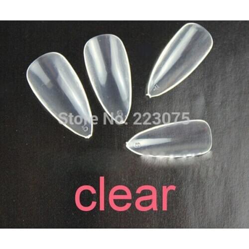5packs/lot salon DIY nail tips stiletto full cover clear false nails tips 600pcs/pack