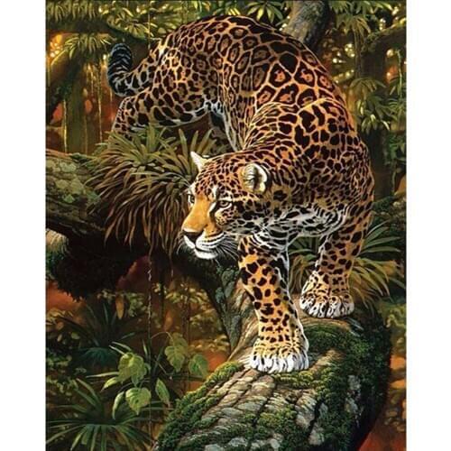 5D Diy Diamond Painting Cross Stitch full Square Diamond Embroidery leopard panther picture for room Decor-9527