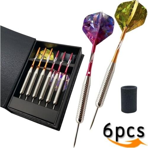 6pcs/set Professional Steel Tip Dart Set 23g Hard Dart Needle Bar Game Birthday Gift Dart Gift Box Set