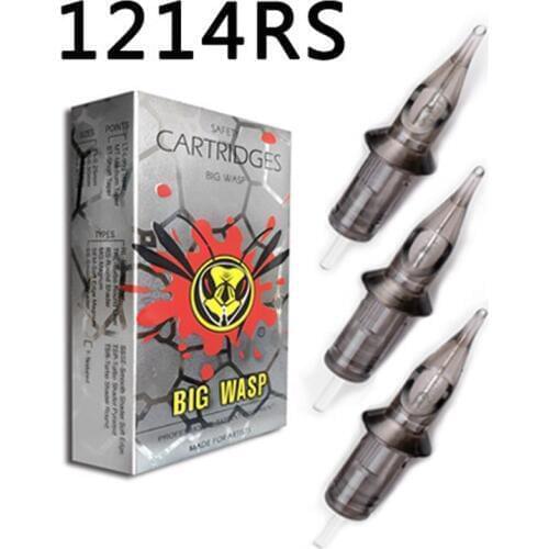 BIGWASP 1214RS Tattoo Needle Cartridges #10 Evolved (0.35mm) Round Shader (14RS) for Cartridge Tattoo Machines & Grips 20Pcs