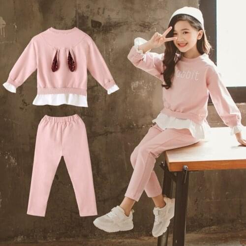 2021 kid baby girl clothes Autumn winter hoodies t shirt + Skinny pants tracksuit Children tracksuit 3 4 5 6 7 8 9 10 11 12 year