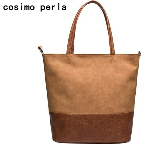 European Style Retro PU Women Handbags Fashion Large Totes Patchwork Designer Bucket Handbags Dropship Lady Leather Shoulder Bag