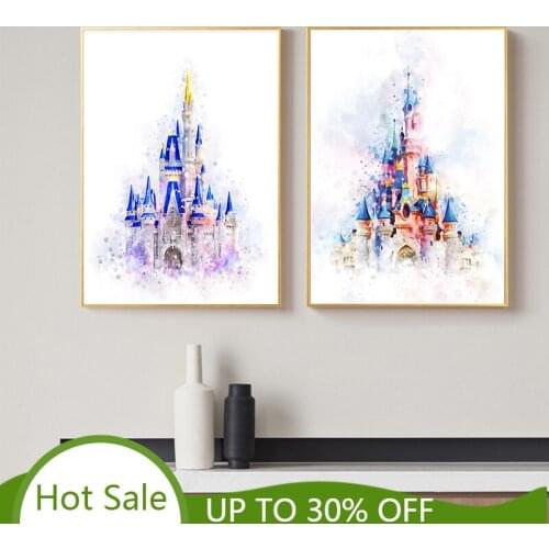 Disney Castle Art Print Disneyworld Castle Printable Disney Canvas Painting Poster and Prints Disney Princess Wall Art Picture