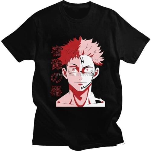 Fashion Japan Anime Jujutsu Kaisen Tshirt For Men Short Sleeves Graphic Sukuna T-shirt O-neck Pure Cotton Manga T Shirt tees