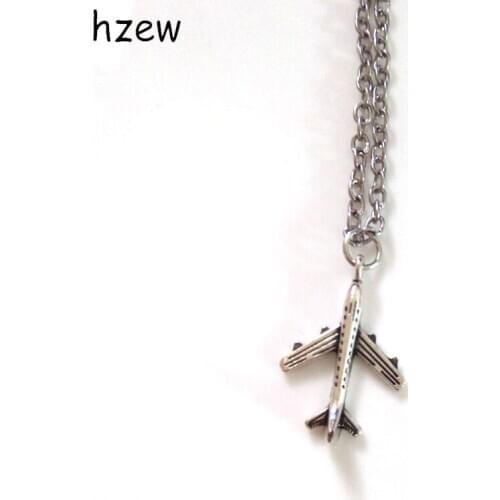 Hzew silver color Alloy Toys Aircraft Airplane Pendant Necklace Boys Girl Jewelry gift