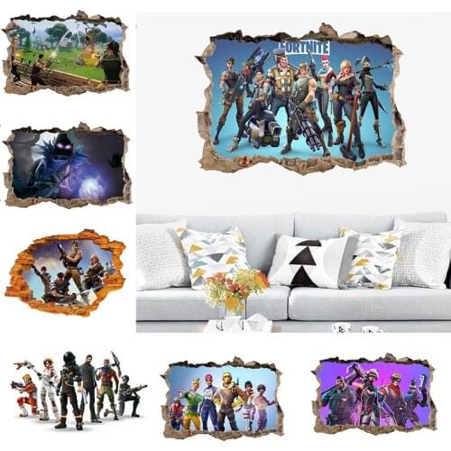 Game 3D Wall Sticker Fortnite Wall Sticker Bedroom Living Room Wall Decoration Fortress Night Poster Wall Stickers for Kids Room