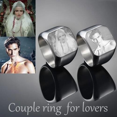 Customized Engrave Name Photo Ring Stainless Steel Family Personalized Lover Engagement Wedding Rings Metal Jewelry