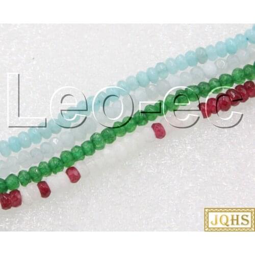 JQHS 4X2mm Rondelle Beads Faceted blue white green Multicolor jades Beads Strand ForJewelry Making 15" V1216