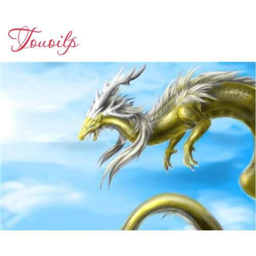 Touoilp Diamanten Dragon crystal full square&round diamond sets decorative 5d diy diamond painting mountain