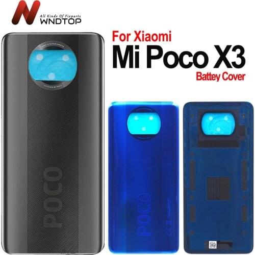 For Xiaomi Poco X3 NFC Battery Cover Back Glass Rear Door Housing Case POCO X3 Back Panel PocoX3 Battery Cover With Adhesive