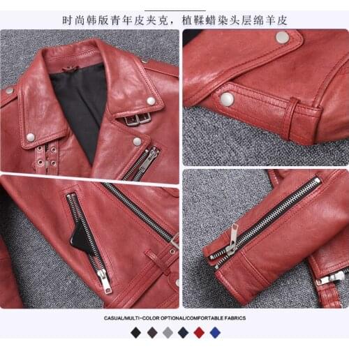 Streetwear Natural Genuine Leather Jacket Men Clothes 2020 Korean Fashion Short Moto Biker 100% Sheepskin Coat Hiver 7003