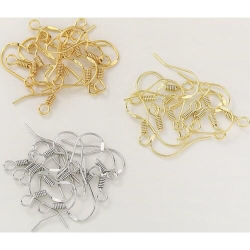 Copper Plated 18K 14K Golden Earring Components Ear Hook 2pcs/lot For DIY Drop Earrings Jewelry Making Accessories
