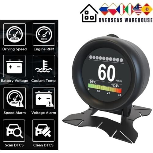 AUTOOL X60 HUD Obd2 Display Multi-Function Car Car Speedometer Temperature Gauge Digital Voltage Meter Alarm Clear Error Code
