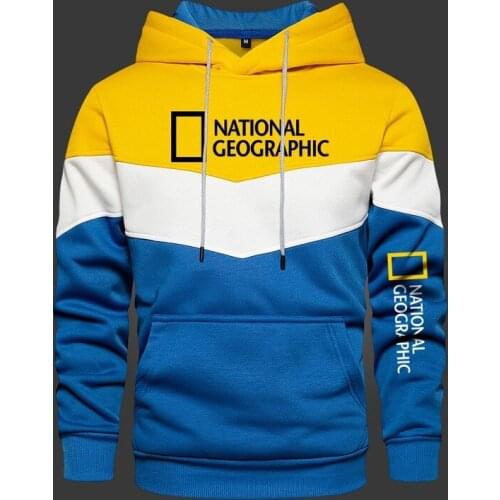 New Spring Mens Hooded National Geographic Channel Fashion Long Sleeve Outwear Casual Hoodies Warm Sportswear Sweatshirts