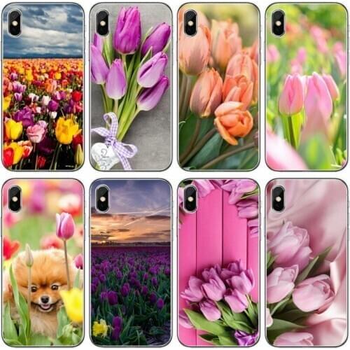 Tulips flower Spring field Red pink yellow purple Soft Silicone Phone Case For iPhone 6 7 8 plus 5 5S 5C SE X XS XR XS Max