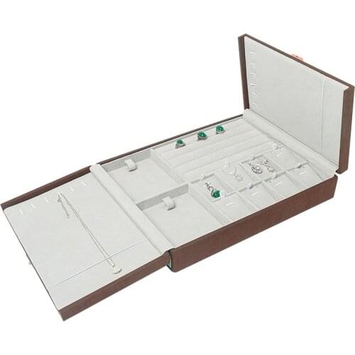 New Fashion British style 2020 Multifunctional jewelry box Display Casket Brown Organizer wedding ring for Women