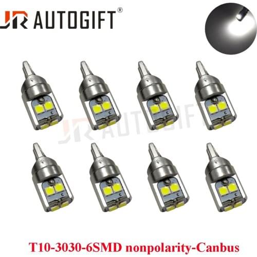 New Arrival 10PCS Auto Styling White T10 3030 6led nonpolarity Canbus High Power 3030 T10 LED Bulb Car Parking Light Dome Light