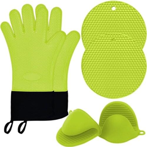 New Honeycomb Silicone Gloves Anti-Scalding Hand Clip Placemat Set Household Microwave Oven Gloves Oven Mitts