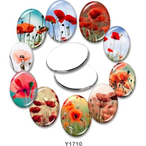 Flower Oval glass cabochon 13x18mm/18x25mm/30x40mm flat back Making findings TRY1710