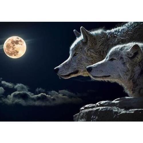 Landscape diamond painting moon wolf animal embroidery mosaic diamond dotz diy rhinestone picture puzzle toy drawing wall decor