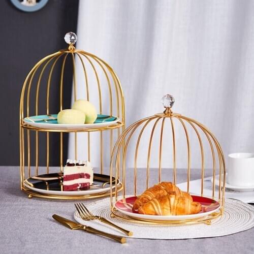 One/Two-layer Fruit Cake Stand Home Party Wedding Dessert Plate Cake Display Storage Serving Tray Plate with Cage