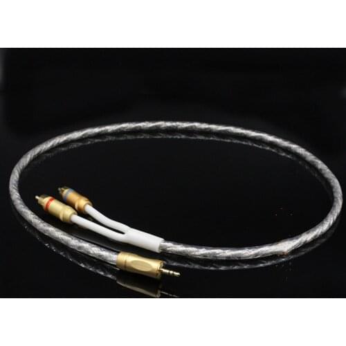 MCA silver plated 3.5mm dual channel to one point two RCA dual lotus head audio cable