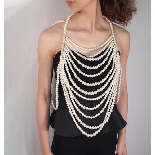 Bridal Luxury Pearls Wedding Chain Lady Retro Prom Evening Shawl Women Elegant Noble Bolero Party Romantic Beaded Accessory