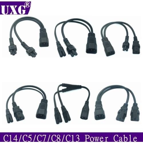 IEC 320 C14 Male Plug to 2XC13 C5 C7 C8 C13 Female Y Type Splitter Power Cord,C14 to 2ways C13 Power Adapter Cable 250V/10A