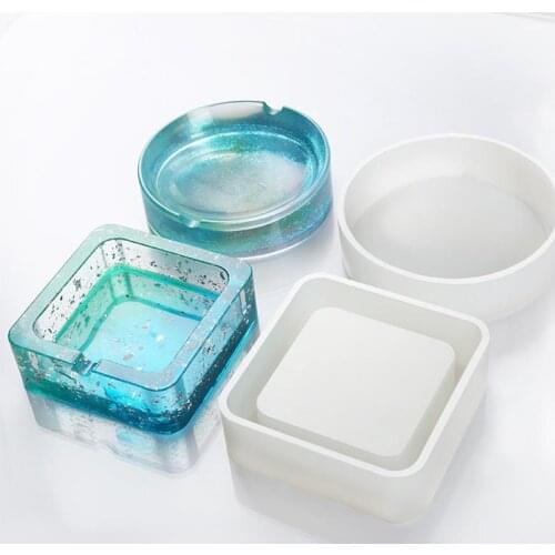 Resin Silicone Mold Resin Art Molds Include Round Square Resin Casting Molds for Concrete DIY Ashtray
