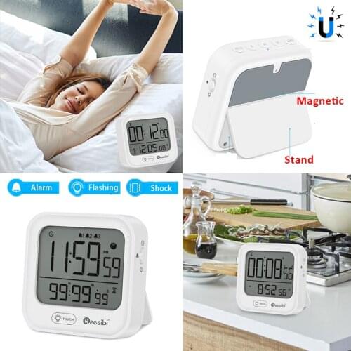 Digital Kitchen Timer Large LCD Display Snooze Alarm Clock with Backlight Magnetic Backet Stand for Cooking Baking Sports Games
