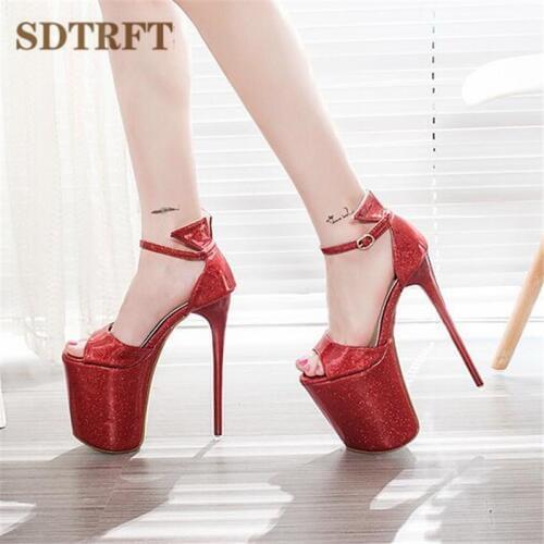 SDTRFT Stiletto Ladies Nightclubs Dance Sandals Platform shoes woman 20cm Thin heels Crossdresser Buckle Pumps zapatos de mujer