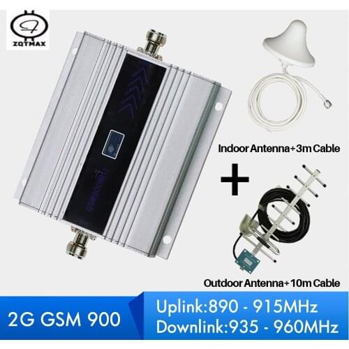 ZQTMAX 60dB 2G GSM Repeater 900 Signal Booster Mobile Cellular Amplifer with Antenna and cable full Set for Home Office use