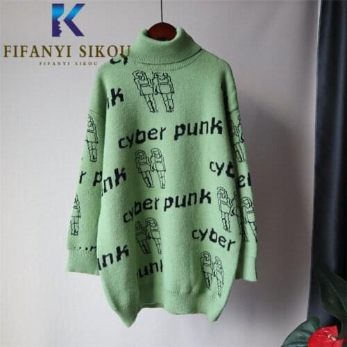 Turtleneck Knitted Sweater Women Winter Thick Warm Loose Long Sleeve Pullover Female High Quality Sweaters Casual Jumpers Tops