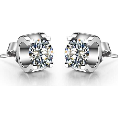 TEST POSITIVE 0.3Ct 4.5mm each G-H Moissanite Diamond Stud Earrings Proposal Jewelry 925 Sterling Silver Promise Earrings