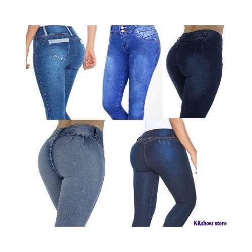 Womens Stretch Denim Skinny Slim Jeans Butt Lifting Pencil Pants High Waist Jeans Trousers