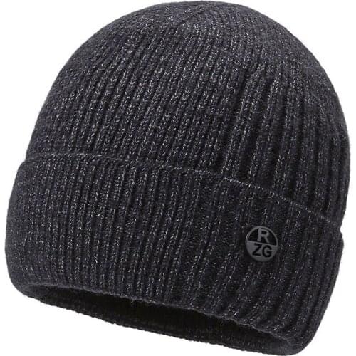 Winter Fashion Thick Woolen Hat Mens Outdoor Cold-proof Warm Flanging Middle-aged And Elderly Knitted Hat