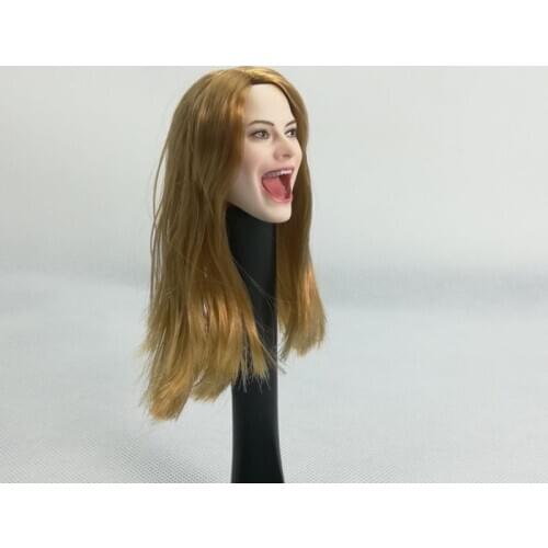 1/6 Scale Figure Accessory Female Personalized Head Carved Singing Open Mouth Model for 12'' Pale Skin Female Figure Body