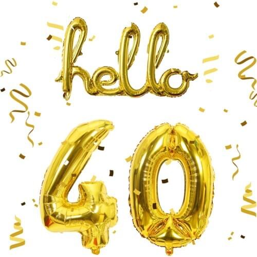 1PCS Rose Gold Birthday Balloons Hello 30 Letter Number Foil Balloons 30/40/50/60th Birthday Party Decor Inflatable Air Globos
