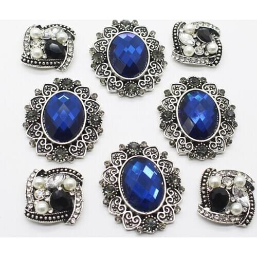 Vintage 10-pcs/set DIY Handmade Sewing Jewelry Accessories Button Luxurious Alloy Diamond Crystal Pearl Wedding Design Button