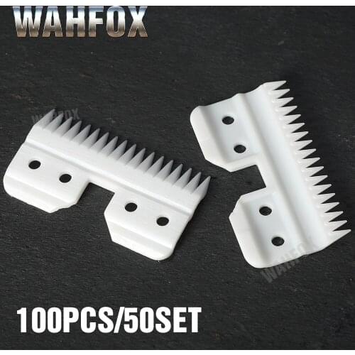 WAHFOX 100PCS/50SET Replacement Ceramic Blades For Oster A5 Grooming Clippers Blade 18Teeth With Box