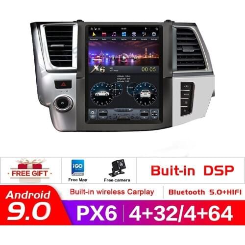 12.1” PX6 Android 9 Tesla Style Vertical Screen GPS Navi Car Multimedia Radio Player For Toyota Highlander 2014 2015 2016 - 2018