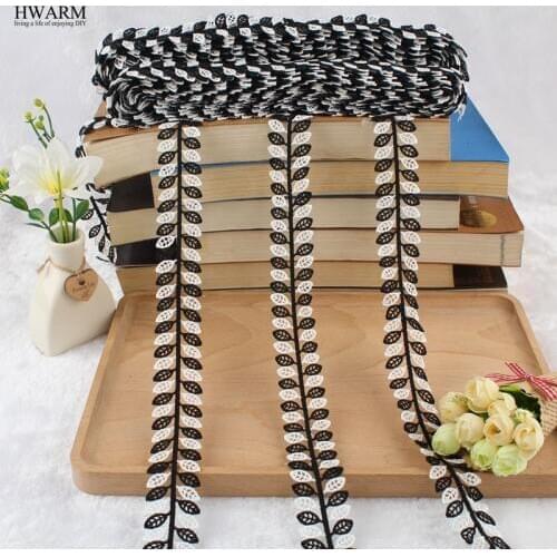 14yard 3.3cm african lace fabric ribbon trim wedding decoration for home New garment accessories leaf pattern high quality laces