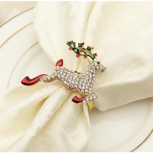 24/PCS hotel Christmas color deer napkin ring mouth cloth ring metal napkin ring napkin button
