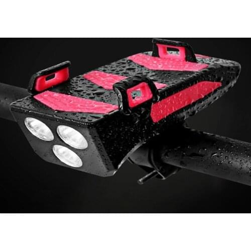 Multi-function 4 in 1 Bicycle Light USB Rechargeable LED Bike Headlight Bike Horn Phone Holder Powerbank Cycling Light 4000mAh