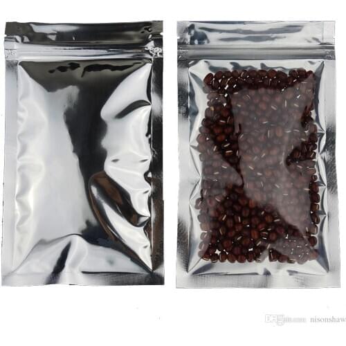 8.5*14cm Translucent plating aluminium ziplock bags- Zipper reclosable aluminizing foil plastic pouch with front clear, dry appl