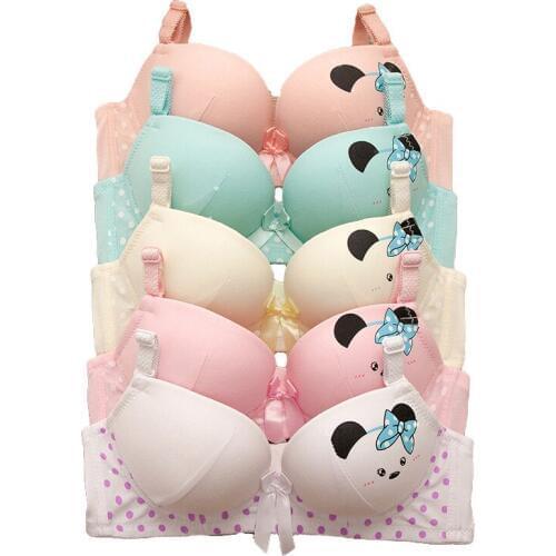 Young Girl Cartoon Print Bra Sports Bra Kids Thin Cup Young Girl Bra Cotton Wireless Thin Cup Underwear Teenage Bra for Children